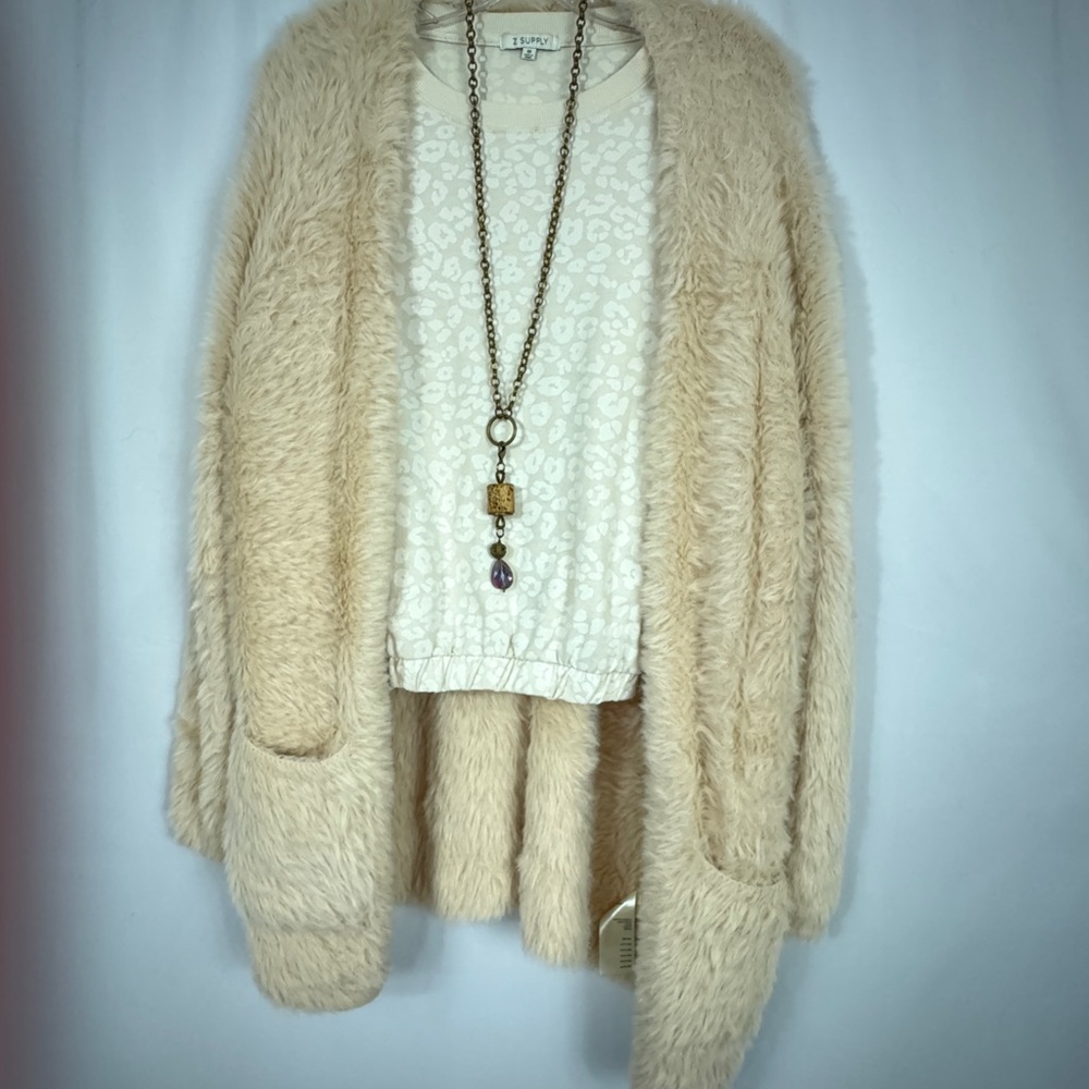 Z Supply Cream Leopard Print French Terry Sweatshirt - Picture 7 of 7